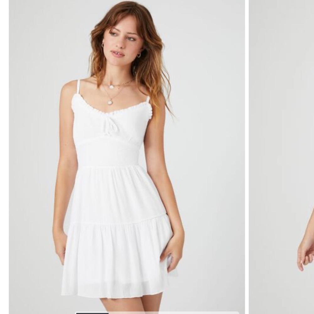 White forever 21 ruffle lightweight dress size small